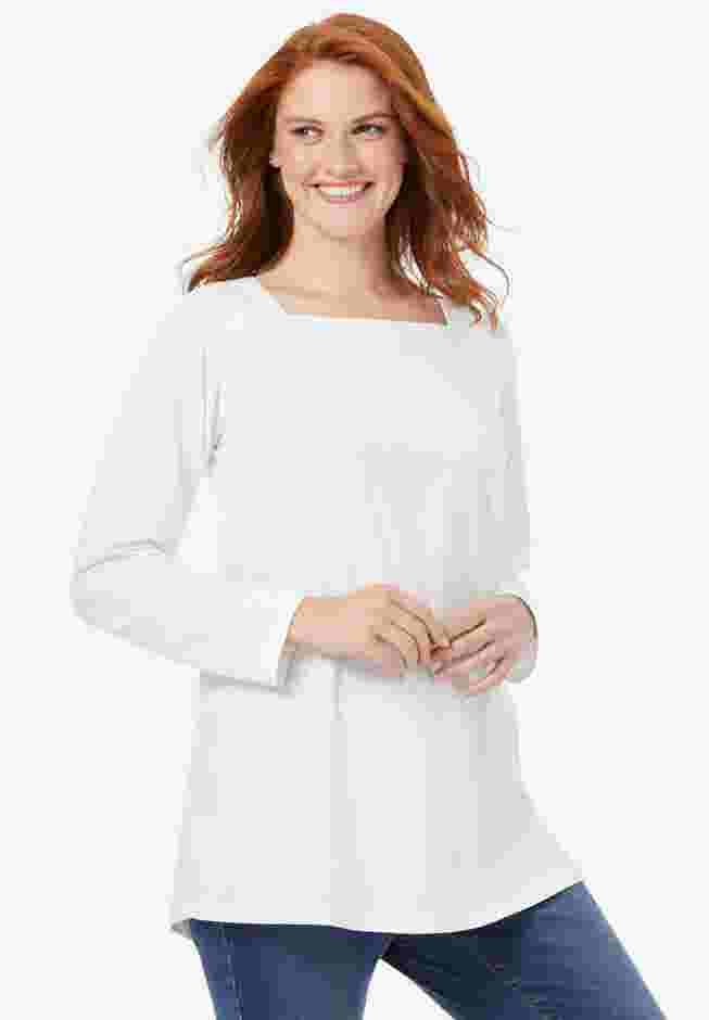Perfect Long-Sleeve Square-Neck Tee image number 0