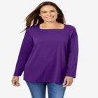 Perfect Long-Sleeve Square-Neck Tee image number null