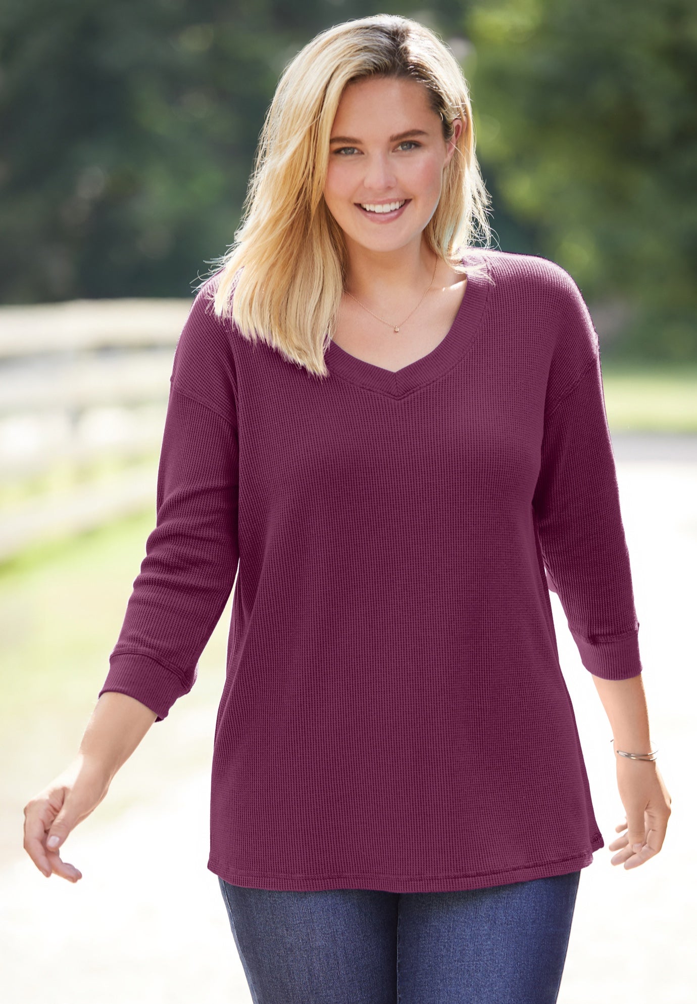 Three-Quarter Sleeve Thermal Sweatshirt image number 0