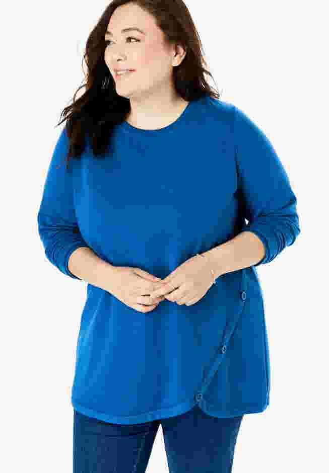 Buttoned Tulip Hem Sweatshirt image number 0