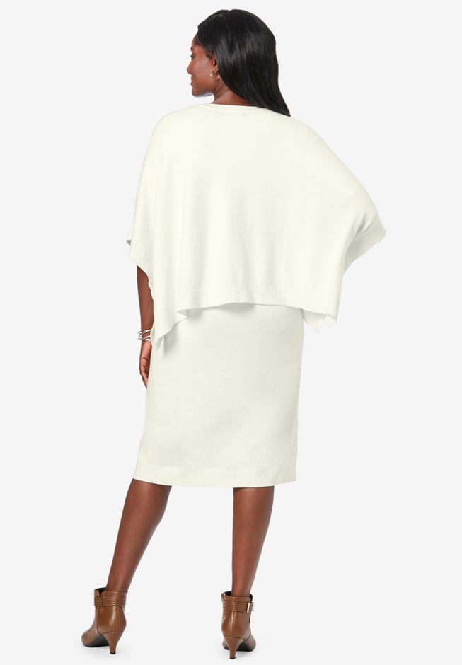 Cable Knit Cape Sweater Dress image number null