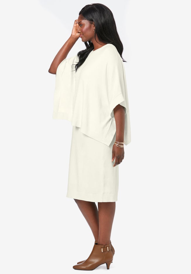 Cable Knit Cape Sweater Dress image number null