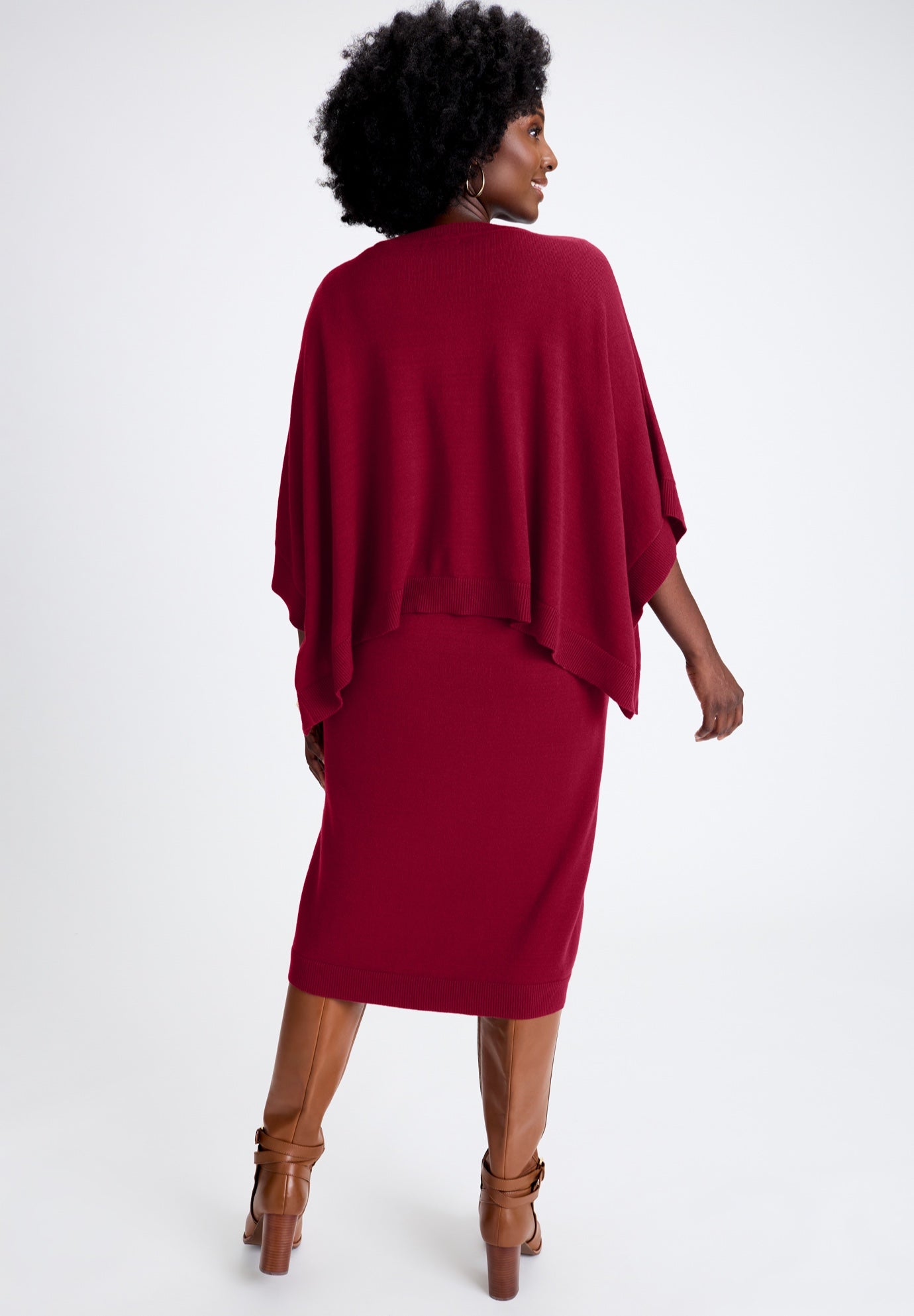 Cable Knit Cape Sweater Dress image number 1