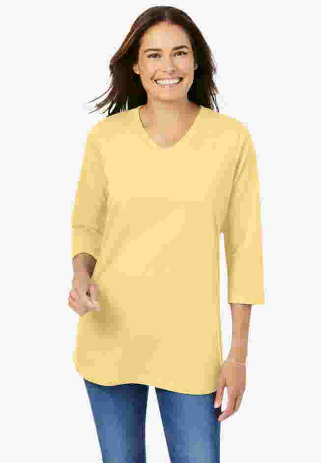 Perfect Printed Three-Quarter Sleeve V-Neck Tee image number 6