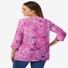 Perfect Printed Three-Quarter Sleeve V-Neck Tee image number null