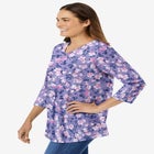 Perfect Printed Three-Quarter Sleeve V-Neck Tee image number null
