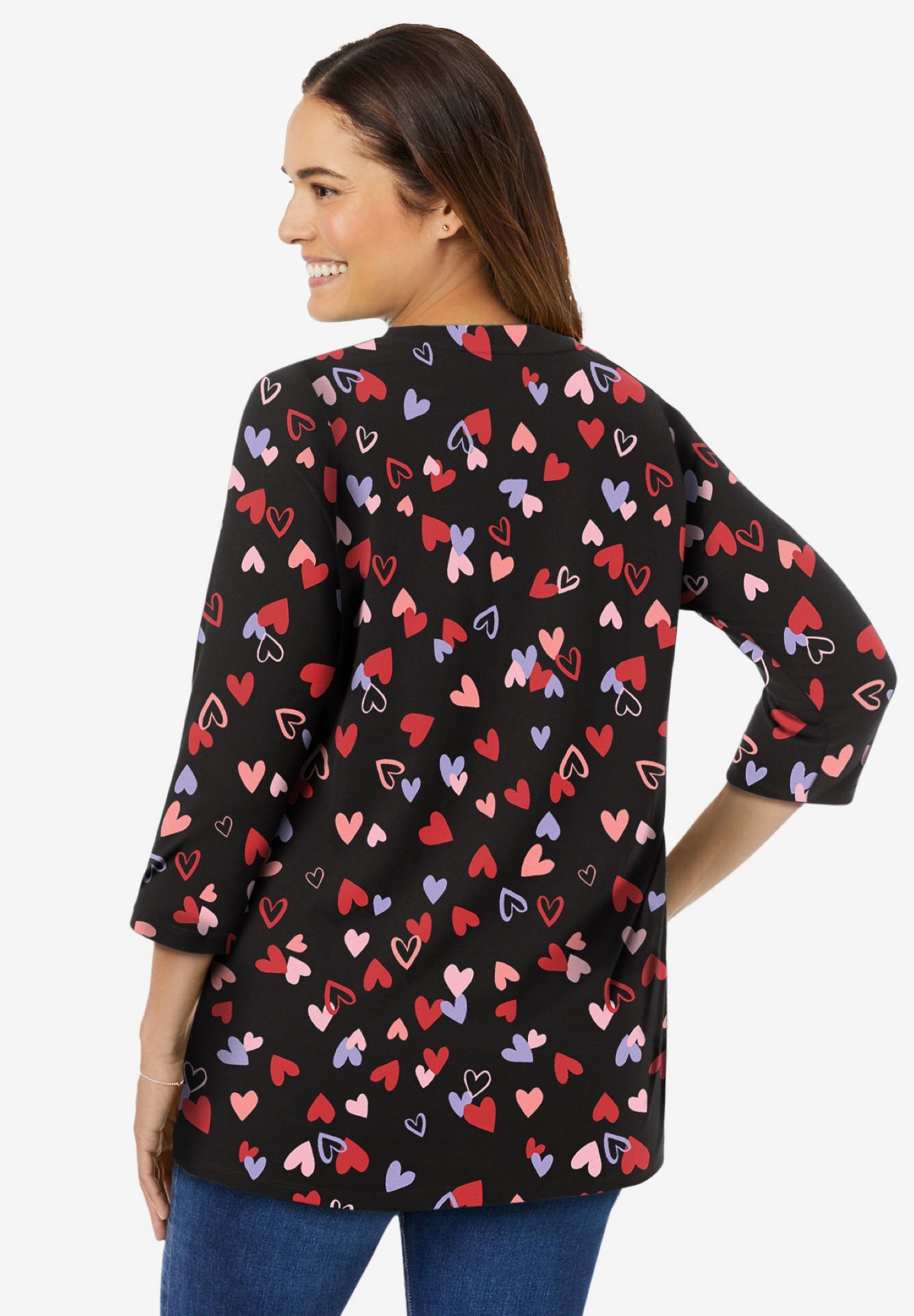 Perfect Printed Three-Quarter Sleeve V-Neck Tee image number 1