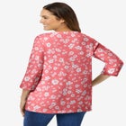 Perfect Printed Three-Quarter Sleeve V-Neck Tee image number null