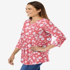 Perfect Printed Three-Quarter Sleeve V-Neck Tee image number null