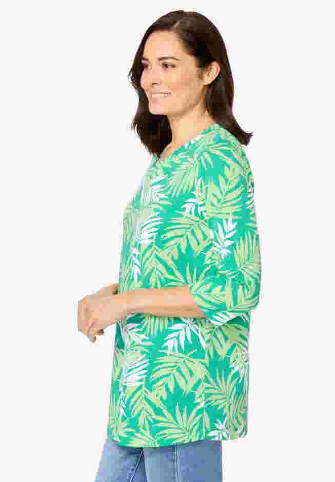 Perfect Printed Three-Quarter Sleeve V-Neck Tee image number 2