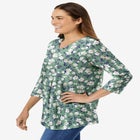 Perfect Printed Three-Quarter Sleeve V-Neck Tee image number null