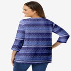 Perfect Printed Three-Quarter Sleeve V-Neck Tee image number null