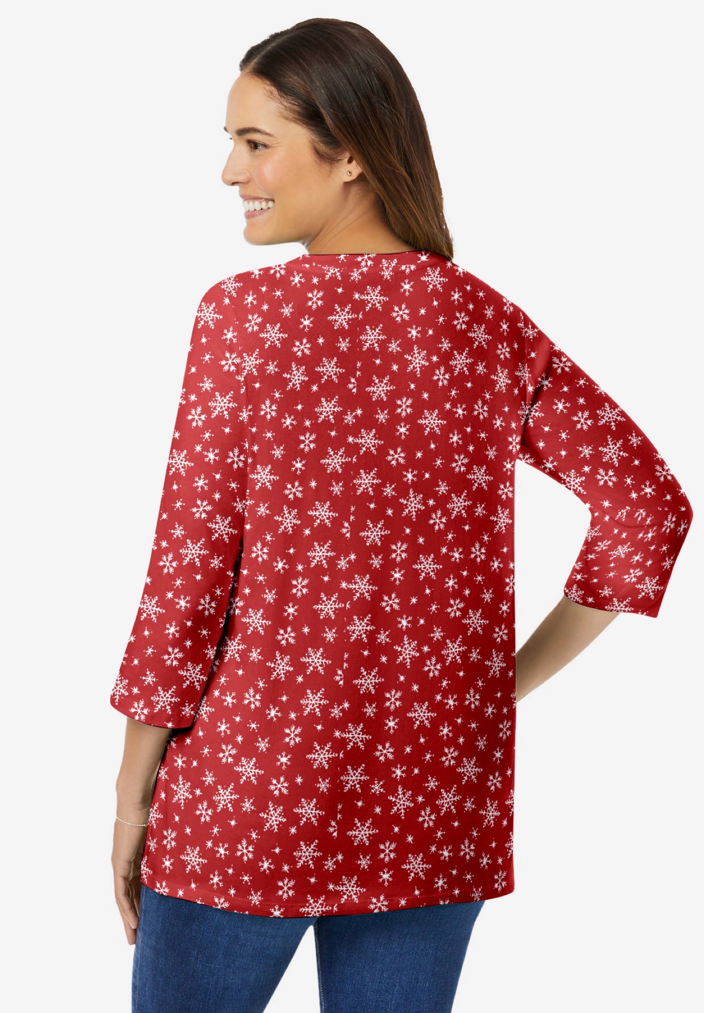 Perfect Printed Three-Quarter Sleeve V-Neck Tee image number 1