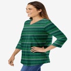 Perfect Printed Three-Quarter Sleeve V-Neck Tee image number null