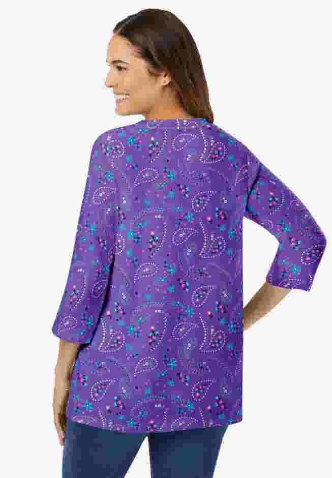 Perfect Printed Three-Quarter Sleeve V-Neck Tee image number 1