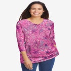 Perfect Printed Three-Quarter Sleeve V-Neck Tee image number null