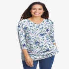 Perfect Printed Three-Quarter Sleeve V-Neck Tee image number null