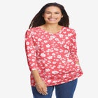 Perfect Printed Three-Quarter Sleeve V-Neck Tee image number null