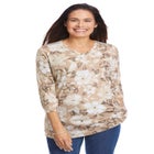 Perfect Printed Three-Quarter Sleeve V-Neck Tee image number null