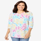 Perfect Printed Three-Quarter Sleeve V-Neck Tee image number null