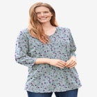 Perfect Printed Three-Quarter Sleeve V-Neck Tee image number null