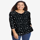 Perfect Printed Three-Quarter Sleeve V-Neck Tee image number null