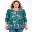 Perfect Printed Three-Quarter Sleeve V-Neck Tee image number null