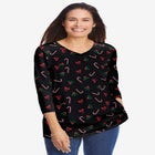 Perfect Printed Three-Quarter Sleeve V-Neck Tee image number null