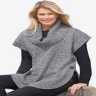 Marled Knit Cowl Neck Poncho Sweater image number null