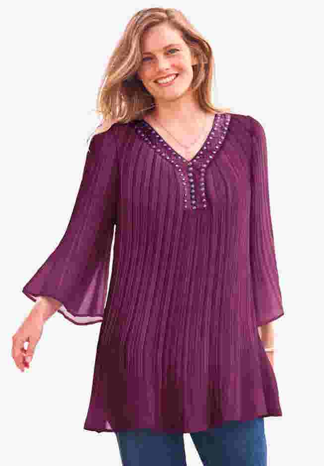 Embellished Pleated Blouse image number 0