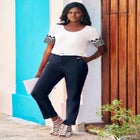 Eyelet Scoop-Neck Tee image number null