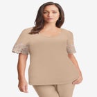 Eyelet Scoop-Neck Tee image number null