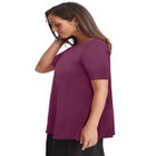 Stretch Knit Boatneck Swing Tunic image number null