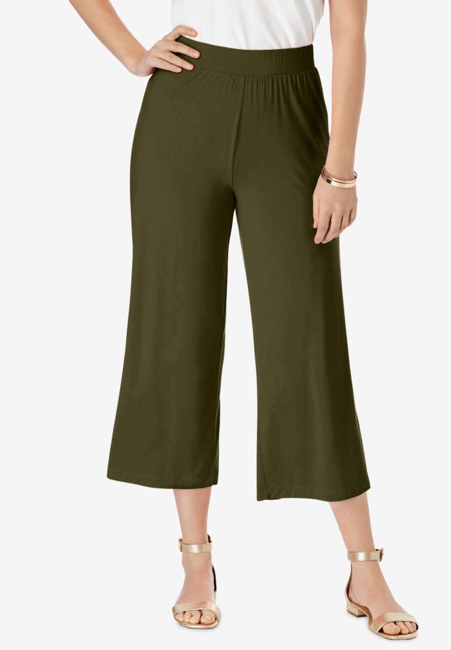 Everyday Stretch Knit Wide Leg Crop Pant image number 0