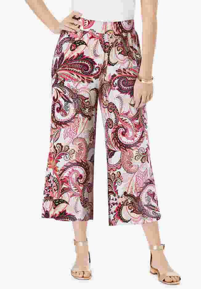 Everyday Stretch Knit Wide Leg Crop Pant image number 0