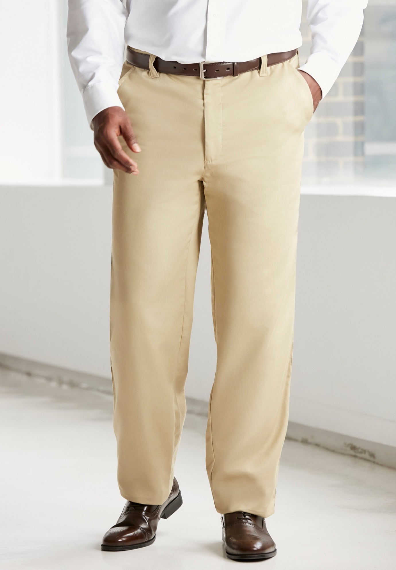 Classic Fit Wrinkle-Free Expandable Waist Plain Front Pants image number 2