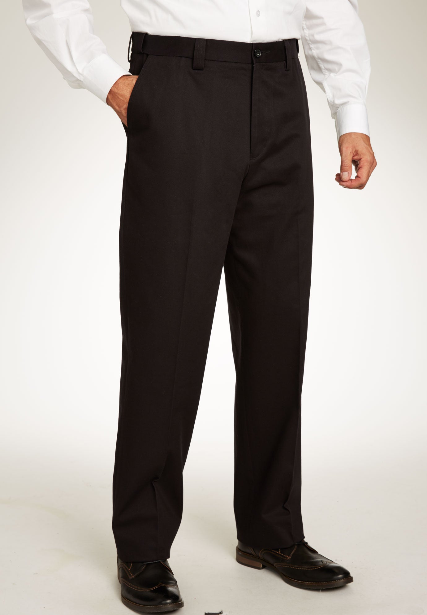 Classic Fit Wrinkle-Free Expandable Waist Plain Front Pants image number 0