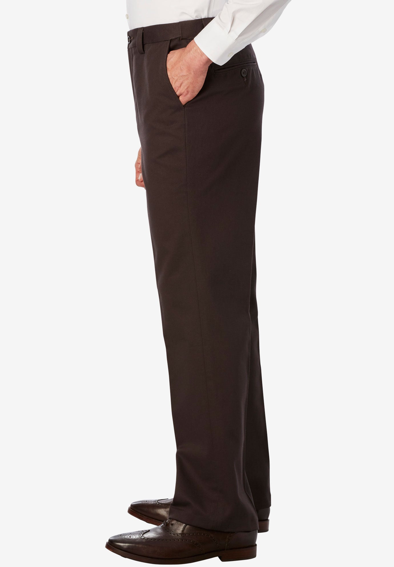 Relaxed Fit Wrinkle-Free Expandable Waist Plain Front Pants image number 3
