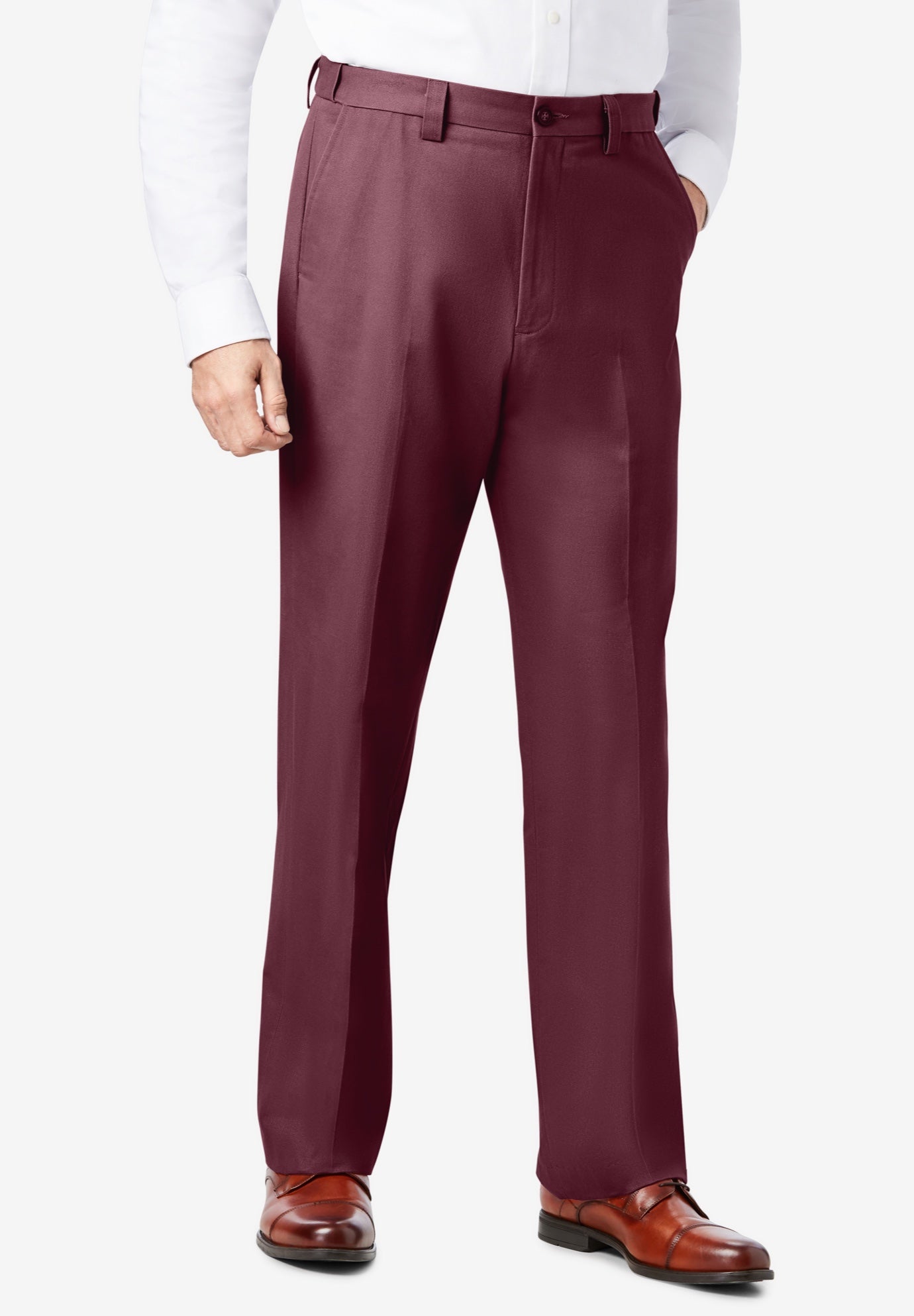 Relaxed Fit Wrinkle-Free Expandable Waist Plain Front Pants image number 0