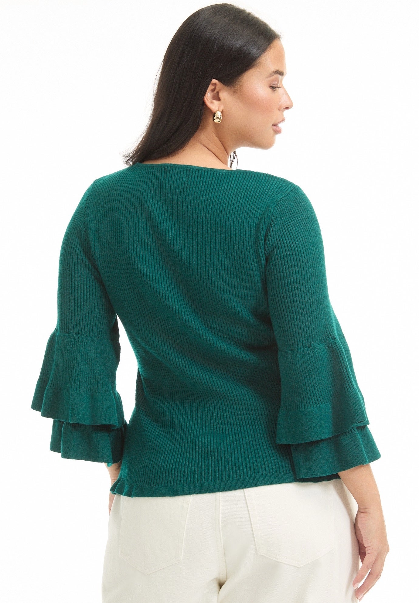 Ruffled Long-Sleeve Sweater image number 1