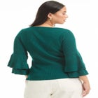 Ruffled Long-Sleeve Sweater image number null