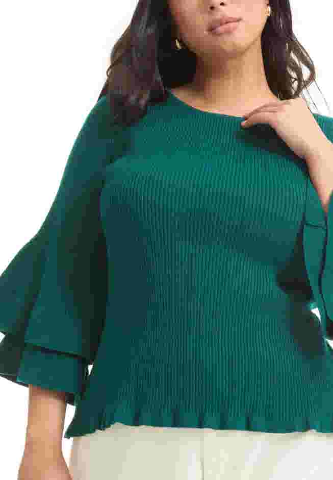 Ruffled Long-Sleeve Sweater image number 2