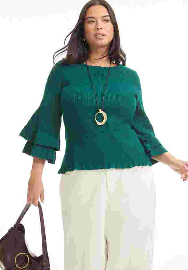 Ruffled Long-Sleeve Sweater image number 0