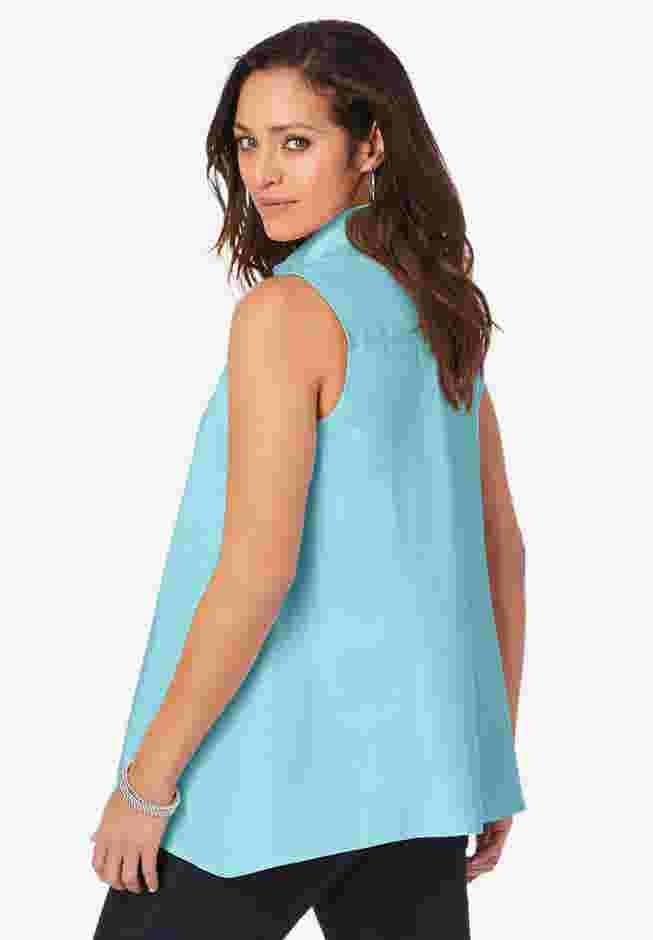 Stretch Cotton Poplin Sleeveless Shirt image number 2