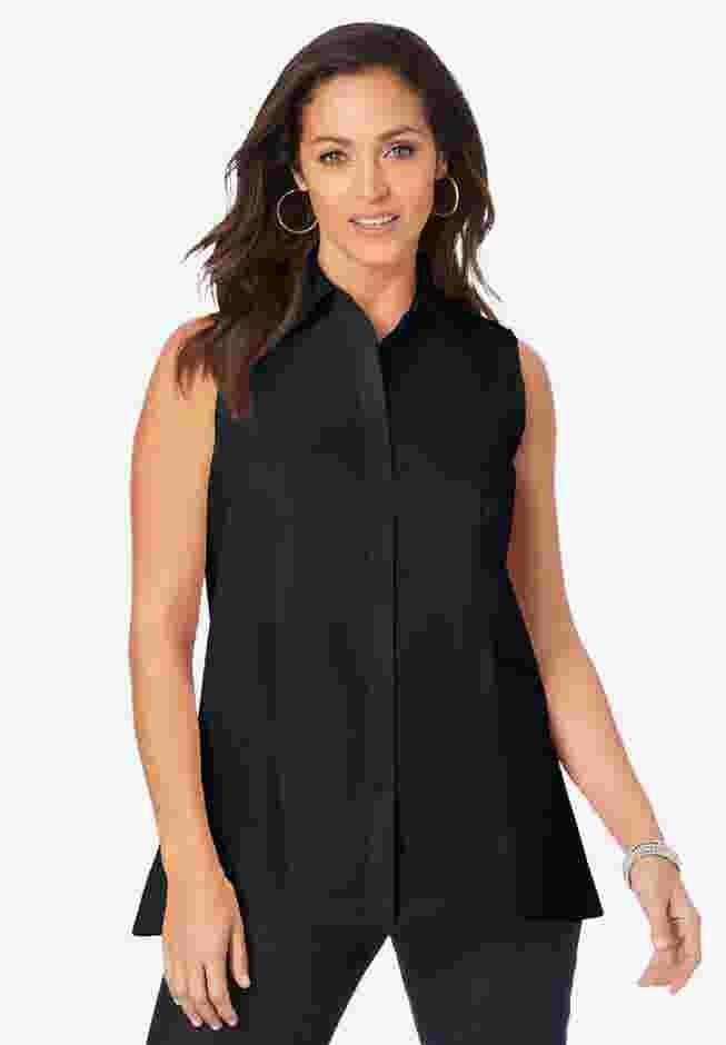 Stretch Cotton Poplin Sleeveless Shirt image number 0
