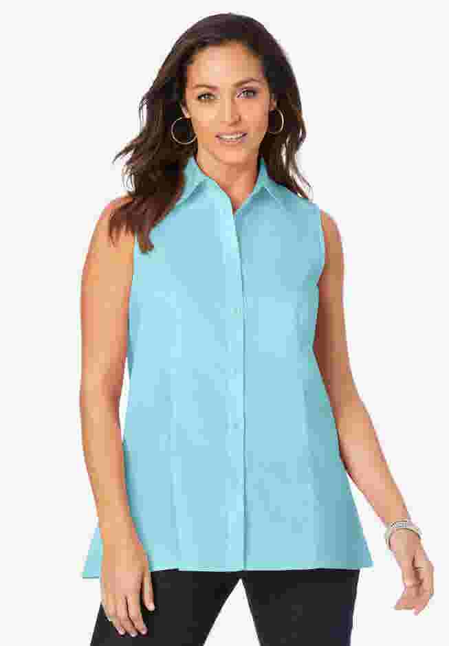 Stretch Cotton Poplin Sleeveless Shirt image number 0