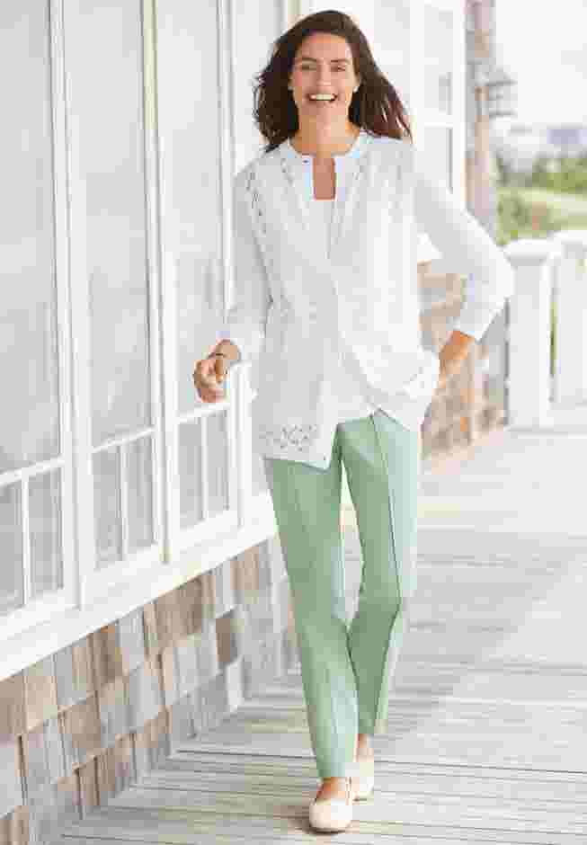 Long-Sleeve Pointelle Cardigan image number 3