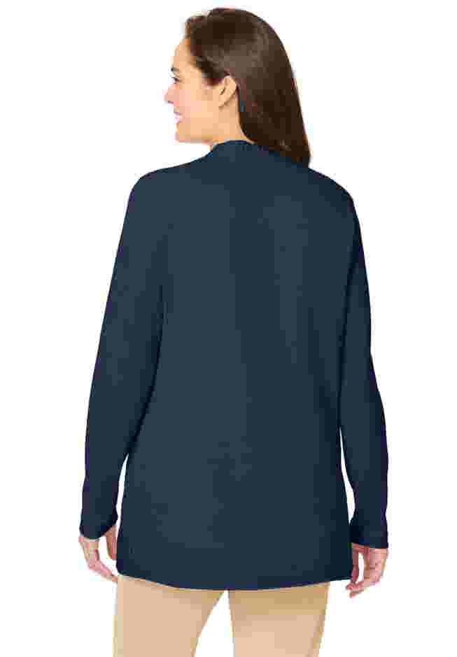 Long-Sleeve Pointelle Cardigan image number 1