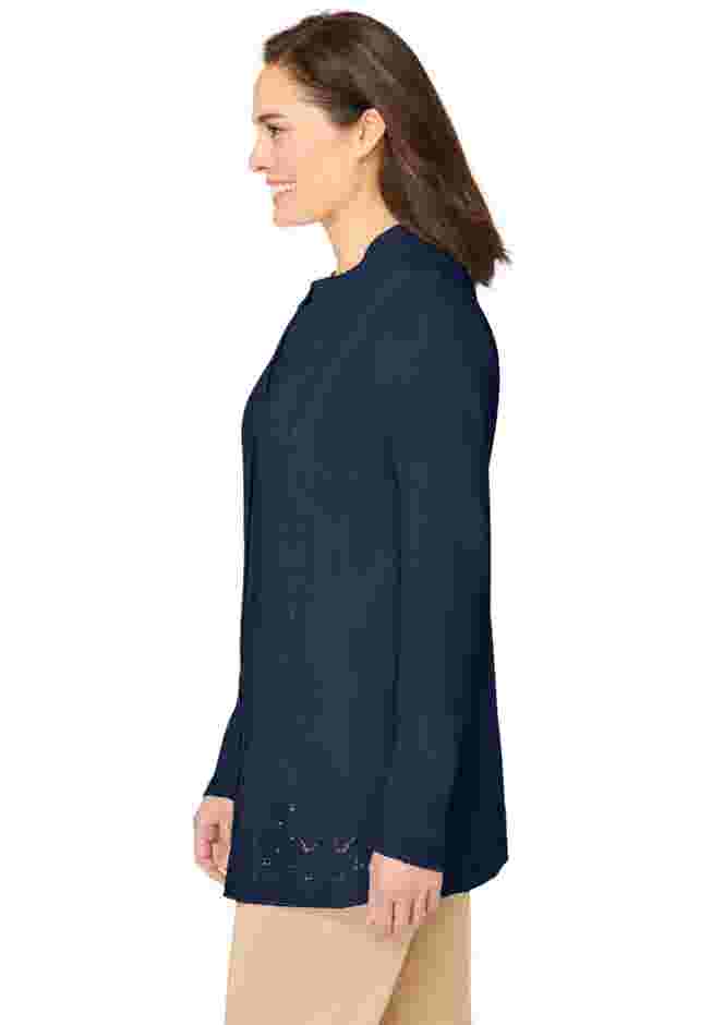 Long-Sleeve Pointelle Cardigan image number 2