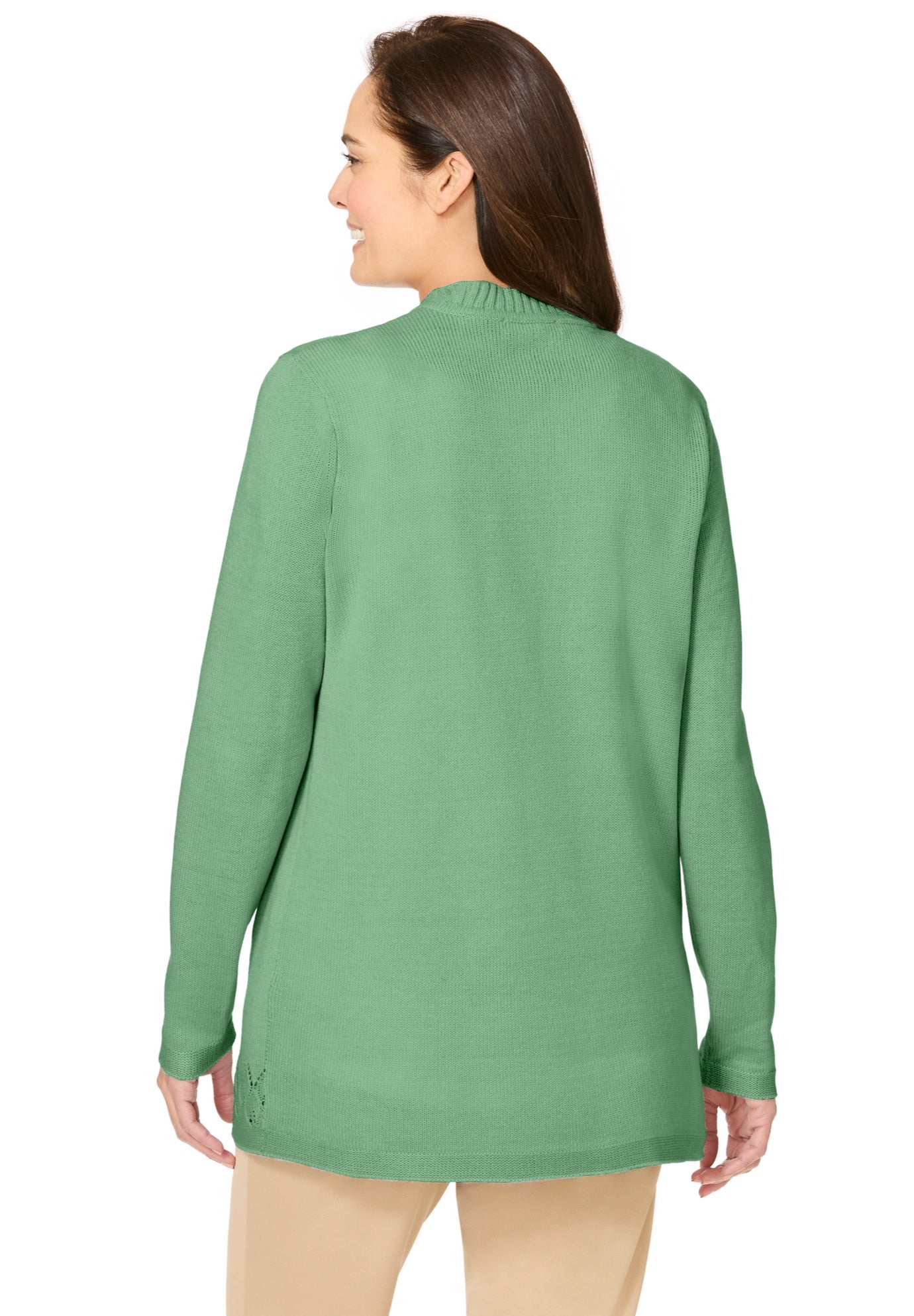 Long-Sleeve Pointelle Cardigan image number 1
